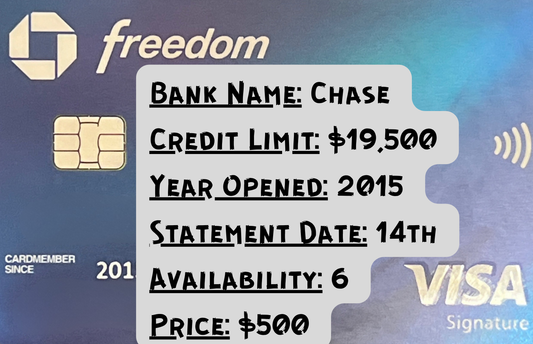 Chase Bank Authorized User Tradeline – $19,500 Limit (2015, 6-Month Reporting)