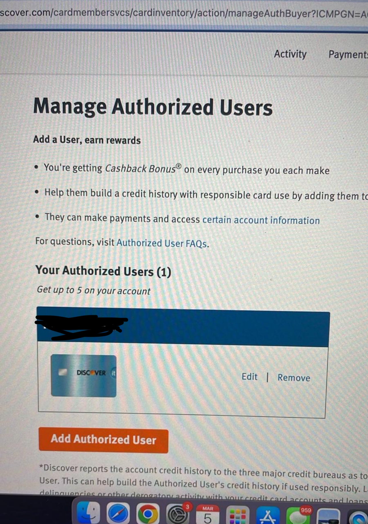 Authorized User Credit Boost – Discover Bank (2016, $11,600 Limit)