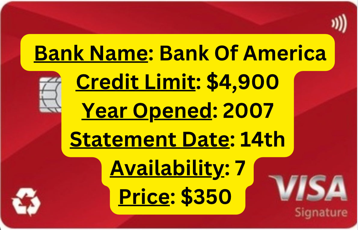 Credit Tradeline Boost - Bank Of America (2007, $4,900 Limit, 6-Month Reporting