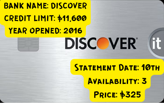 Authorized User Credit Boost – Discover Bank (2016, $11,600 Limit)